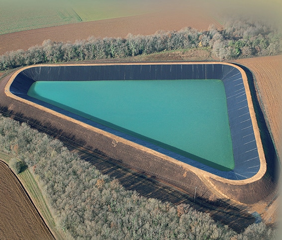 bassins d'étanchéité géomembrane, stockage d'eau, irrigation